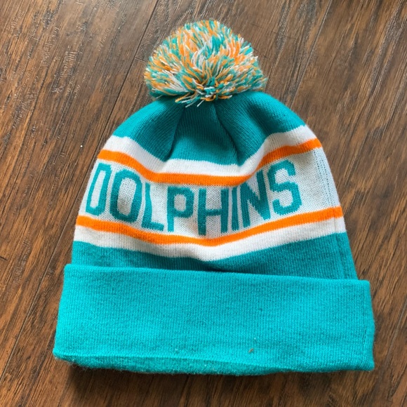2 Miami Dolphins Pom Beanies / Winter hats - Picture 5 of 6